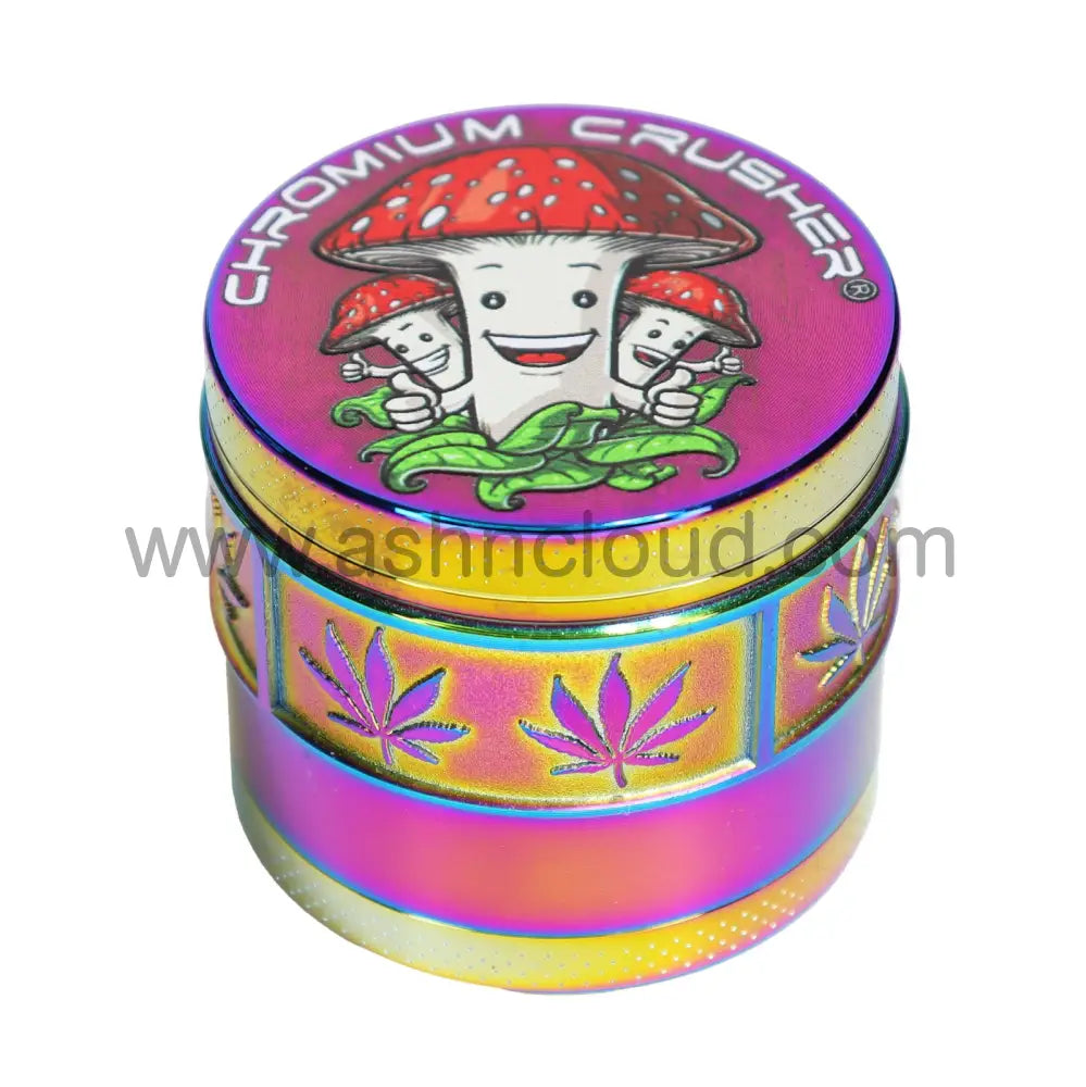Chromium Crusher 4-Piece Herb Grinder Display (6-Pack) – 2’’ Mushroom Art Collection - 70396