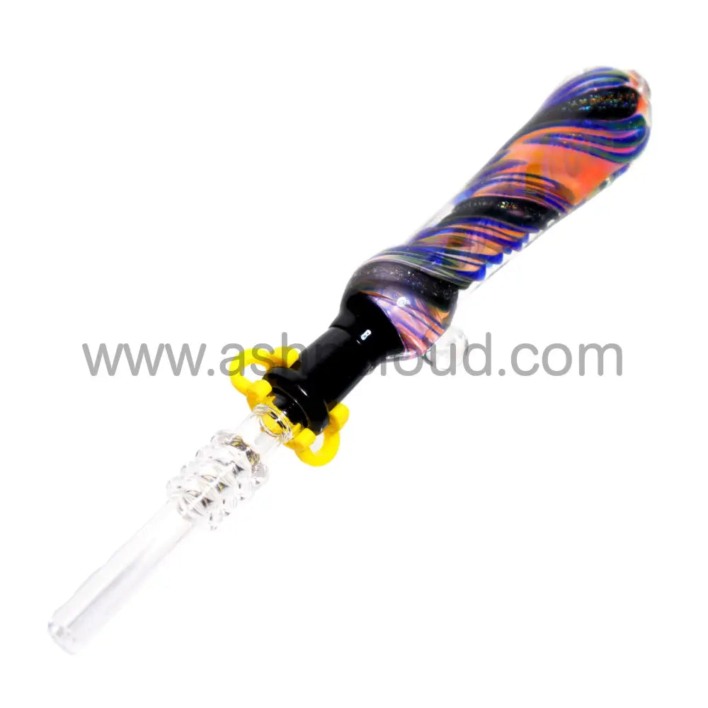 Classic Streaky Multicolor Curvy Glass Nectar Collector