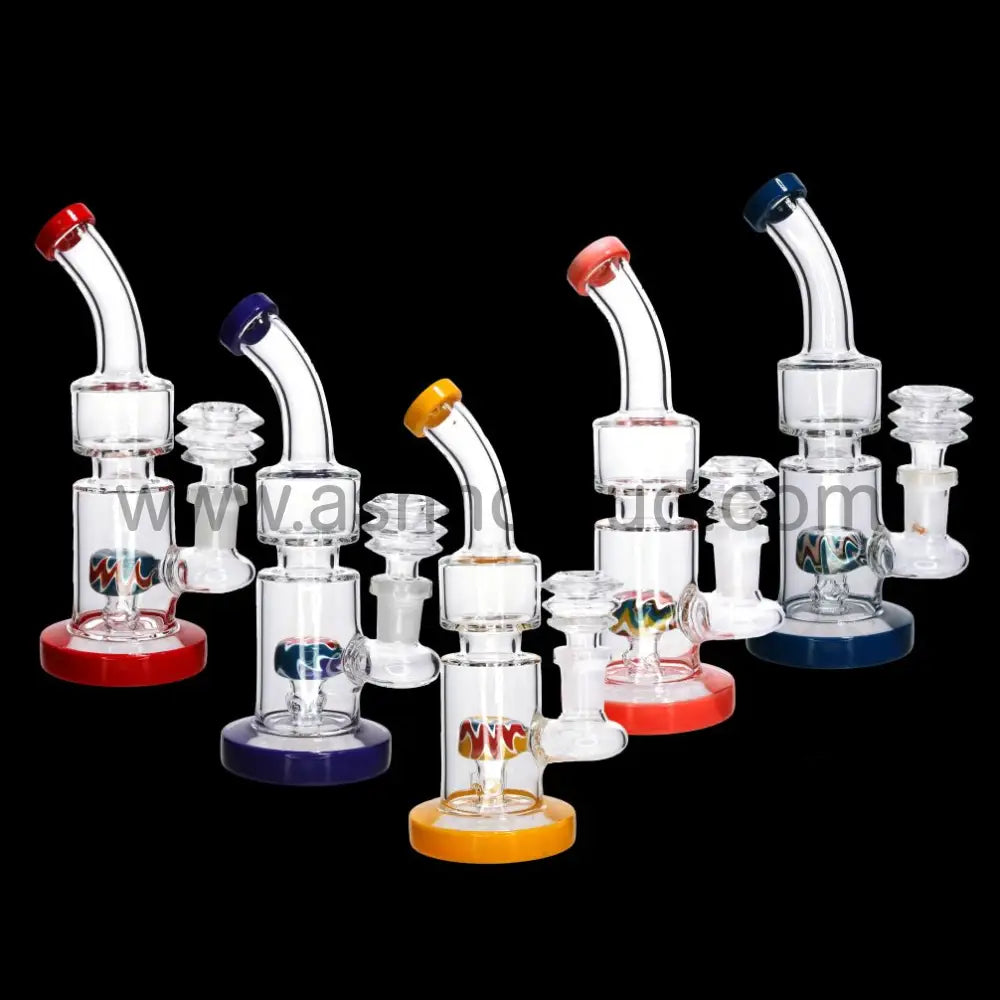 🔥 Color Accent Inline Mini Water Pipe – 7 Inch | Compact Functional Dab-Style Bong