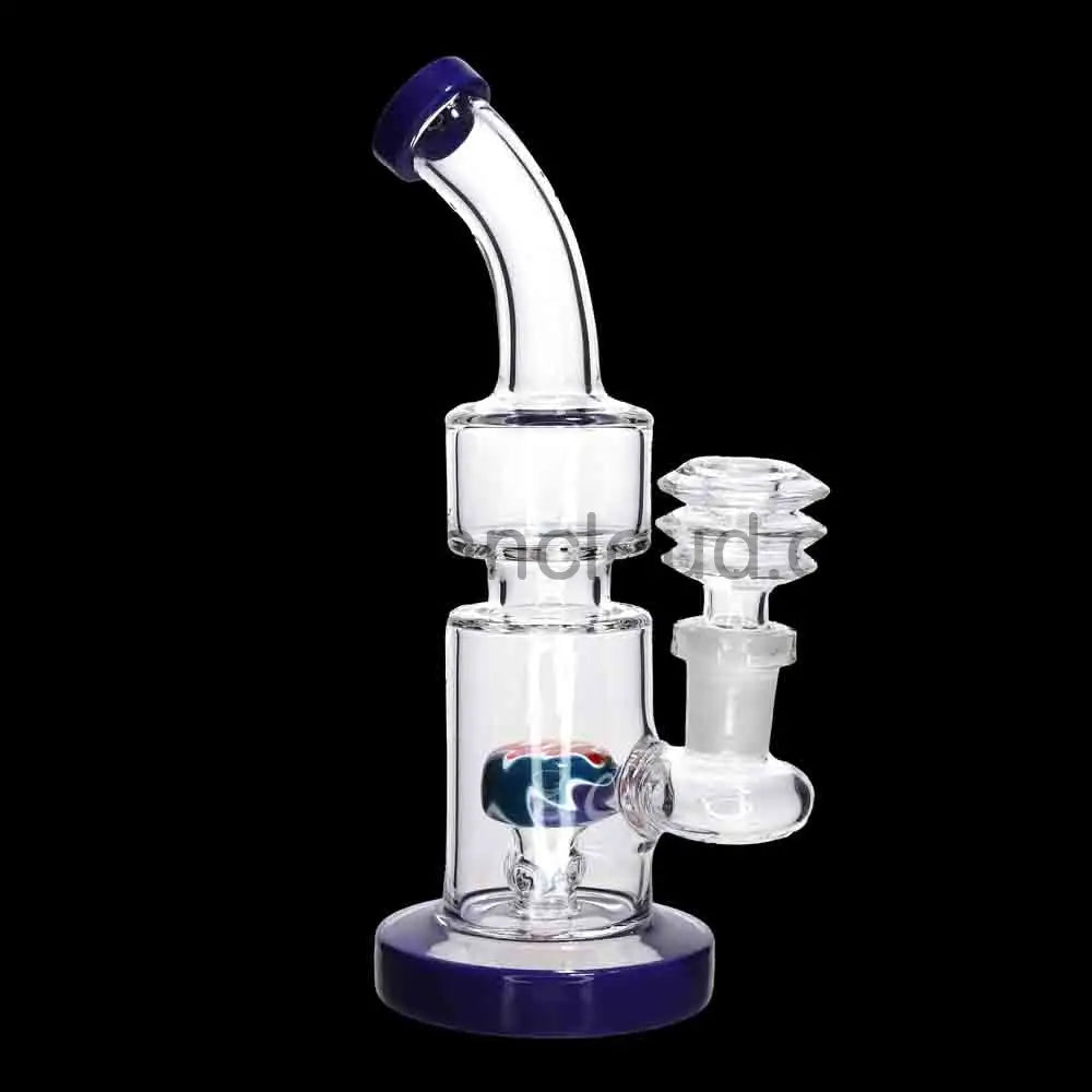 🔥 Color Accent Inline Mini Water Pipe – 7 Inch | Compact Functional Dab-Style Bong