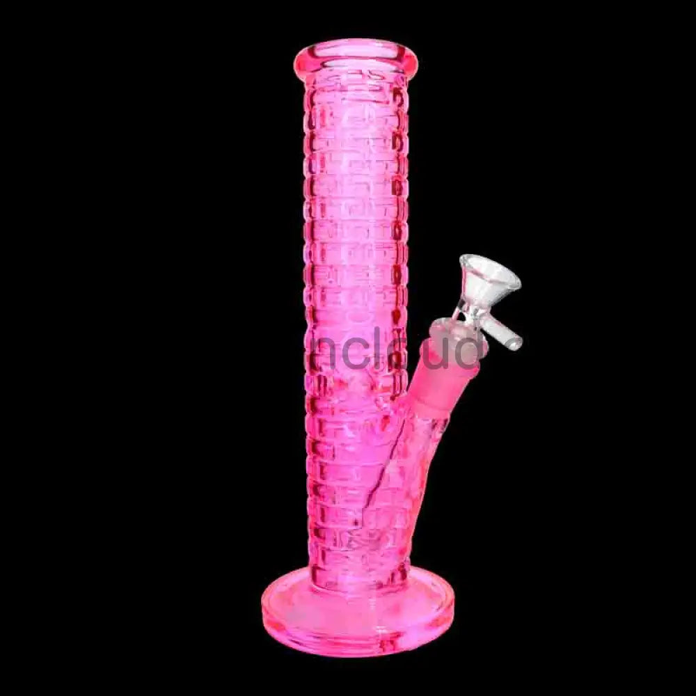 🌈 Color Grid Straight Tube Water Pipe – 10 Inch | Textured Glass Bong