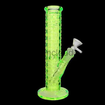 🌈 Color Grid Straight Tube Water Pipe – 10 Inch | Textured Glass Bong