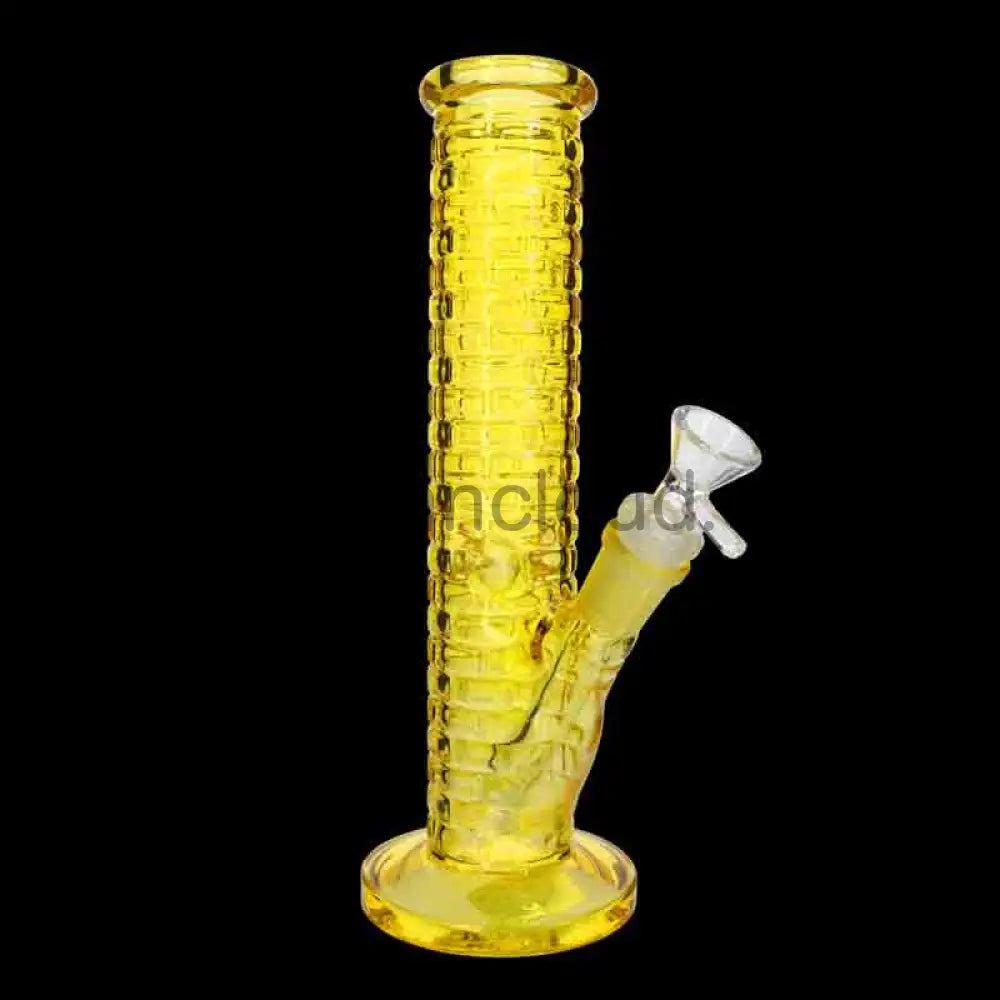 🌈 Color Grid Straight Tube Water Pipe – 10 Inch | Textured Glass Bong