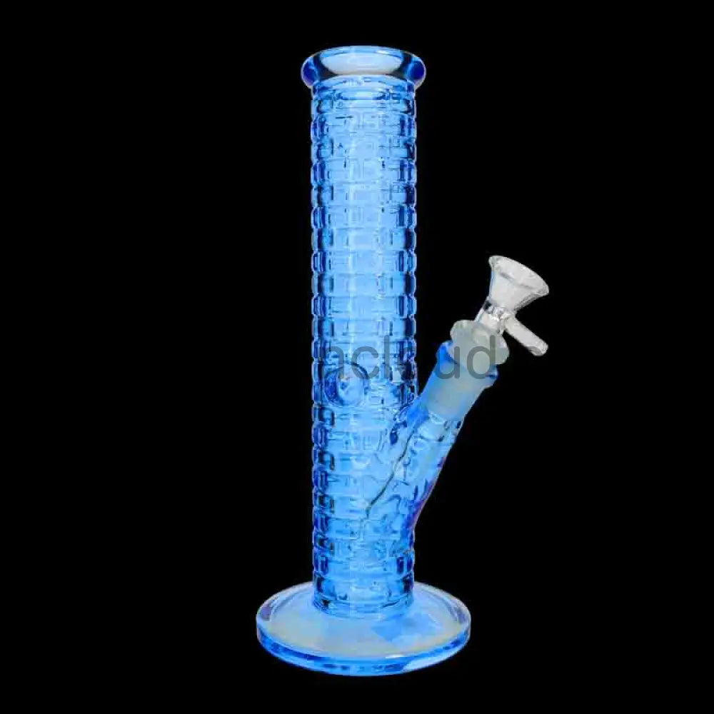 🌈 Color Grid Straight Tube Water Pipe – 10 Inch | Textured Glass Bong
