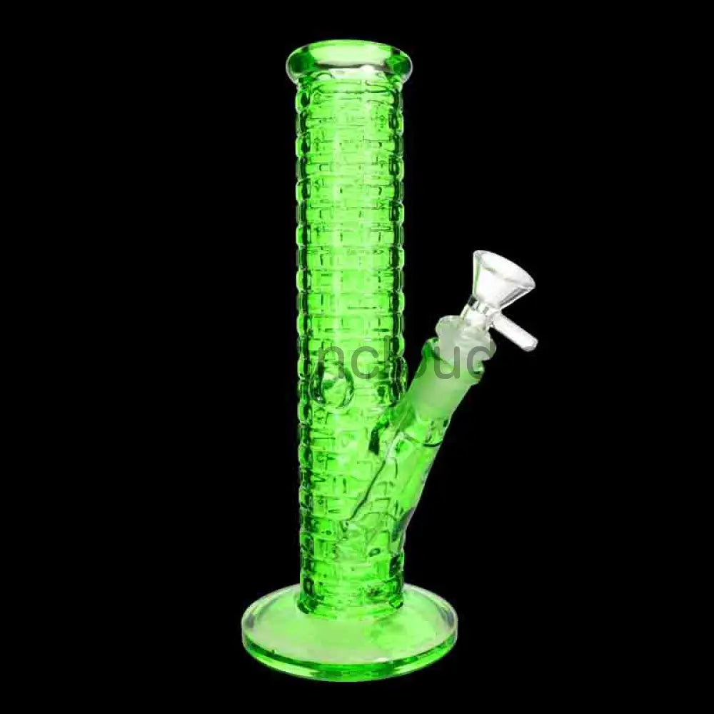 🌈 Color Grid Straight Tube Water Pipe – 10 Inch | Textured Glass Bong