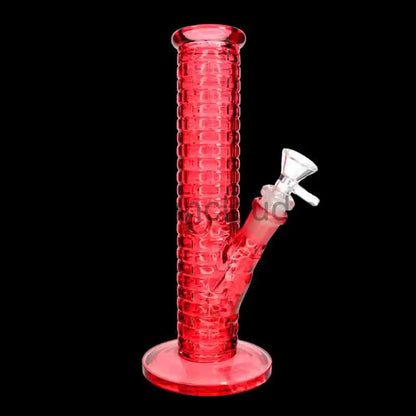 🌈 Color Grid Straight Tube Water Pipe – 10 Inch | Textured Glass Bong