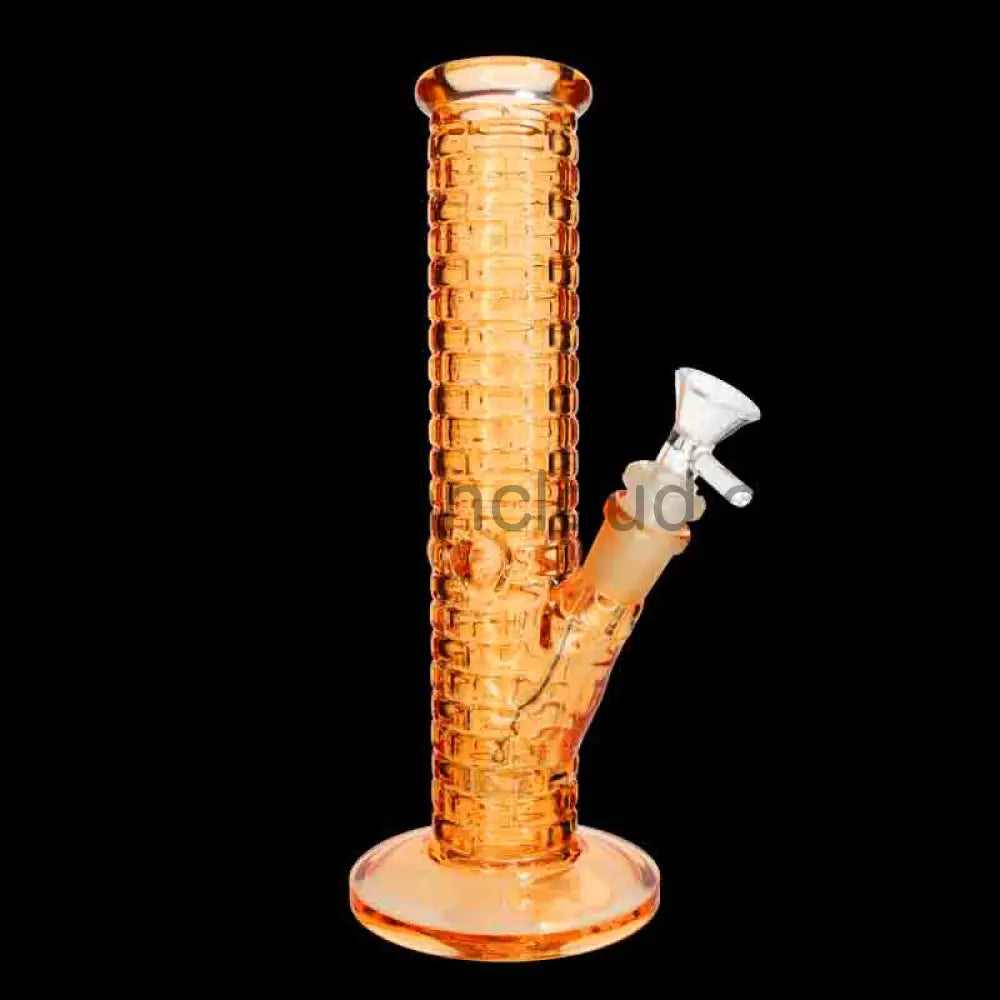 🌈 Color Grid Straight Tube Water Pipe – 10 Inch | Textured Glass Bong
