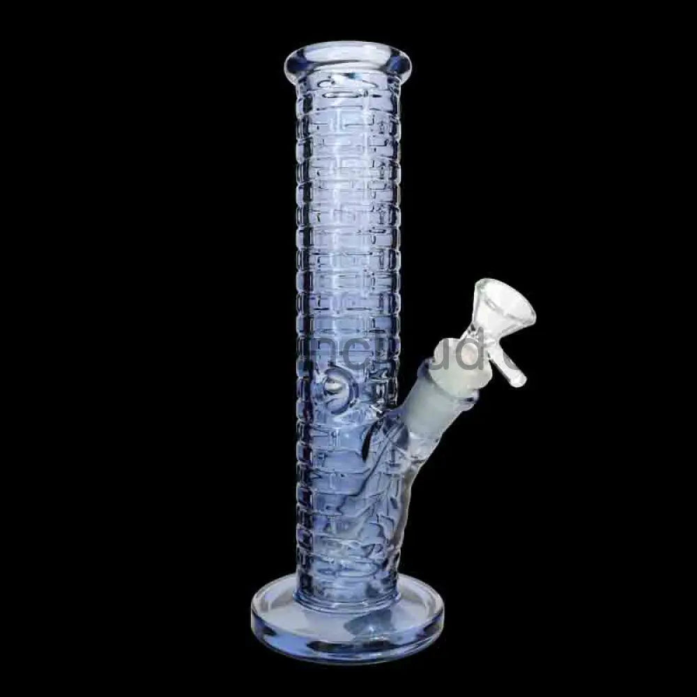 🌈 Color Grid Straight Tube Water Pipe – 10 Inch | Textured Glass Bong