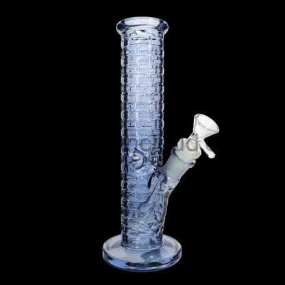 🌈 Color Grid Straight Tube Water Pipe – 10 Inch | Textured Glass Bong