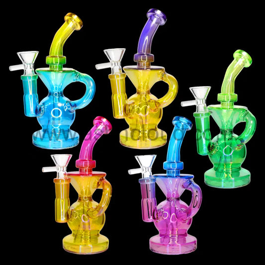 🌈 Color Recycler Water Pipe – 7 Inch | Compact Recycler Bong