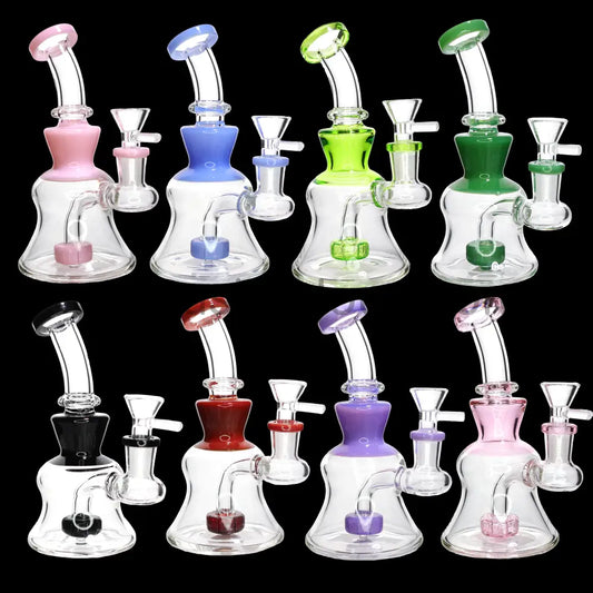 Curvy Mini Water Pipe – Compact 7’’ Neck Vent Assorted Color Accents | Wholesale