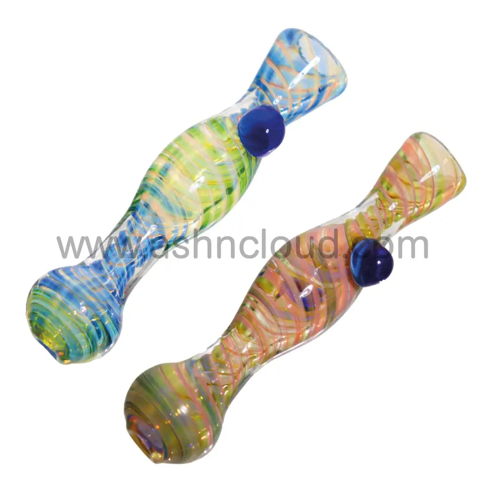 Curvy Swirl Colored Glass Chillum