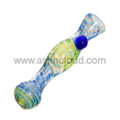 Curvy Swirl Colored Glass Chillum