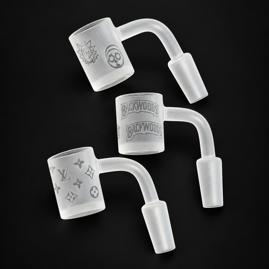 14mm Frosted Etched Quartz Banger – Assorted Designs