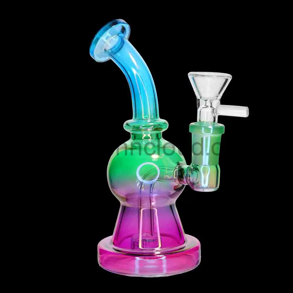 🌈 Diffused Chamber Water Pipe – 7 Inch | Colored Glass Compact Bong