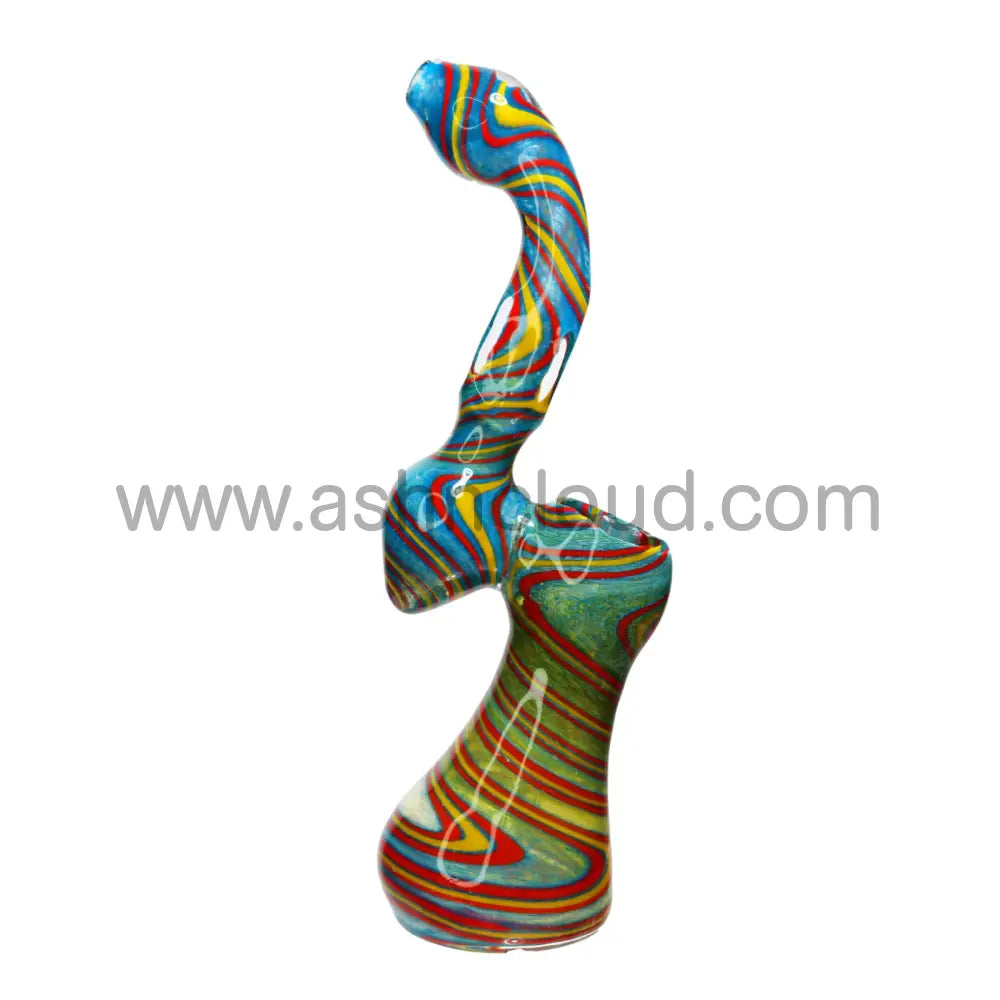 Double Streaky Multicolor Glass Bubbler