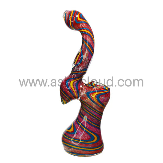 Double Streaky Multicolor Glass Bubbler