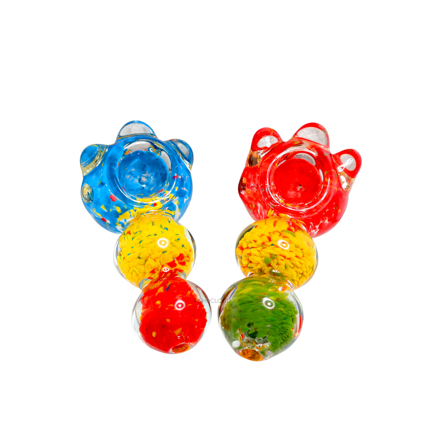 4 Inch Triple Ball Multicolor Glass Spoon Pipe