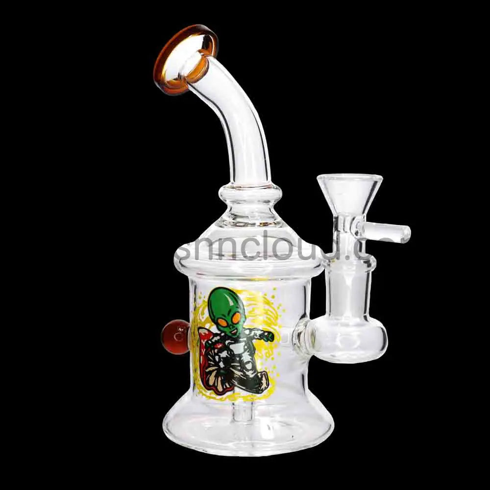 👽🍄 Graphic Icon Mini Water Pipe – 8 Inch | Character Art Compact Bong
