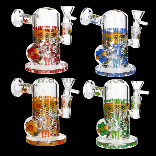 🍯 Heavy Honeycomb Glass Water Pipe – 14mm Joint | Themed Art Bong