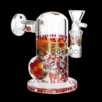 🍯 Heavy Honeycomb Glass Water Pipe – 14mm Joint | Themed Art Bong