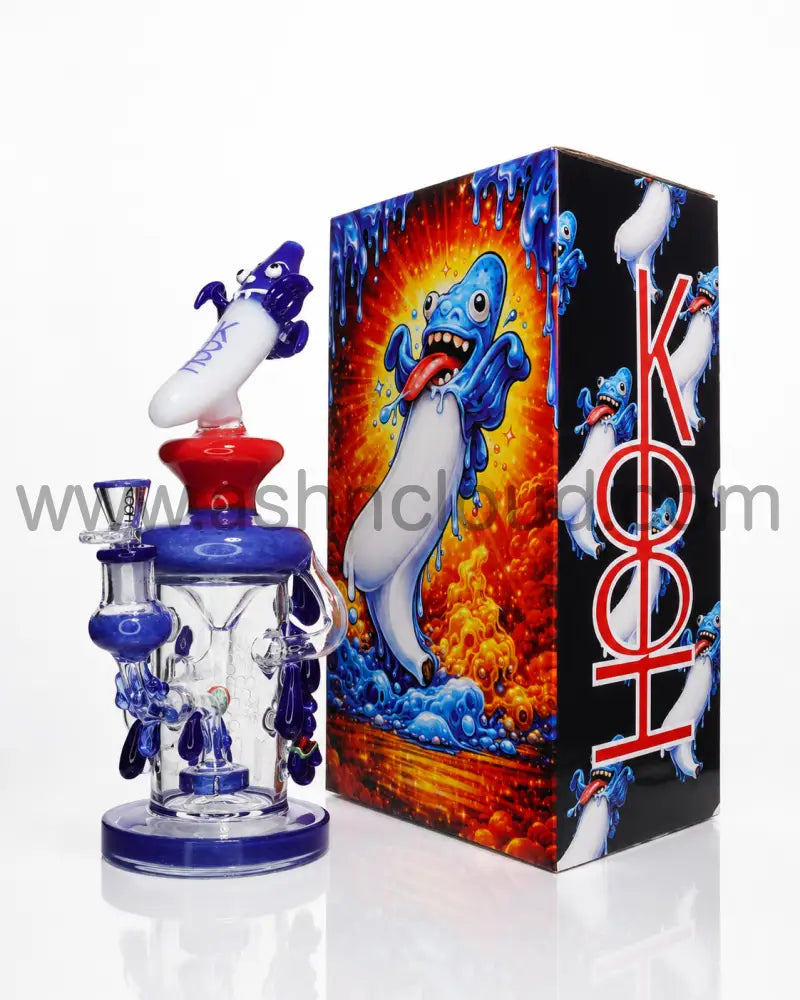 👾 HOOK HK-02 Premium Character Recycler Glass Water Pipe with Collector’s Gift Box – 12 Inch - Blue