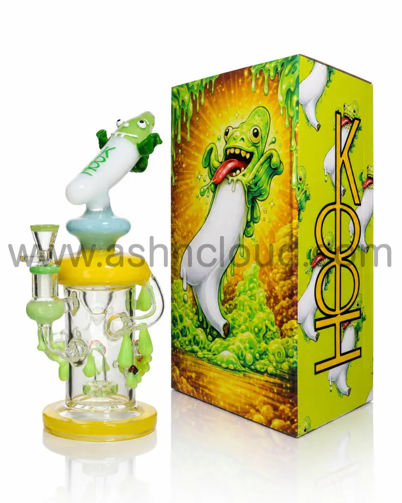 👾 HOOK HK-02 Premium Character Recycler Glass Water Pipe with Collector’s Gift Box – 12 Inch - Light Green