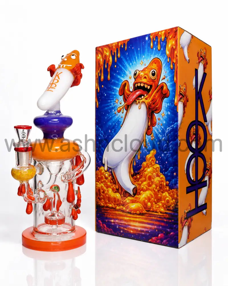 👾 HOOK HK-02 Premium Character Recycler Glass Water Pipe with Collector’s Gift Box – 12 Inch - Orange