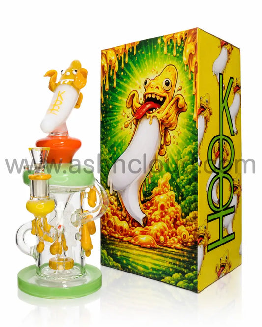 👾 HOOK HK-02 Premium Character Recycler Glass Water Pipe with Collector’s Gift Box – 12 Inch - Yellow