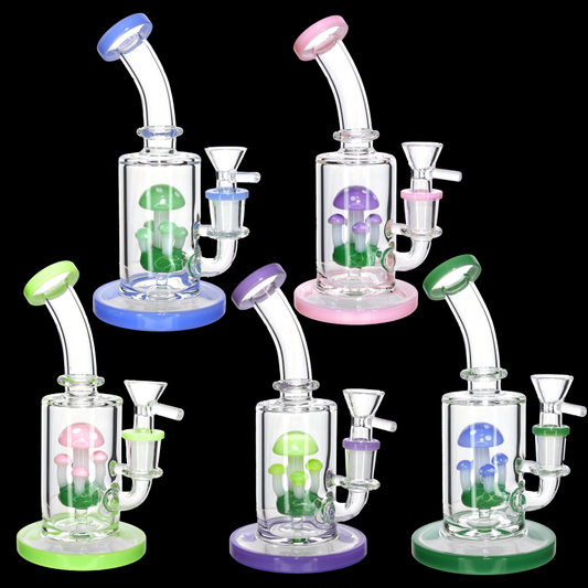 🍄✨ Mini Mushroom Dab Rig – Color Accent Glass Recycler Rig