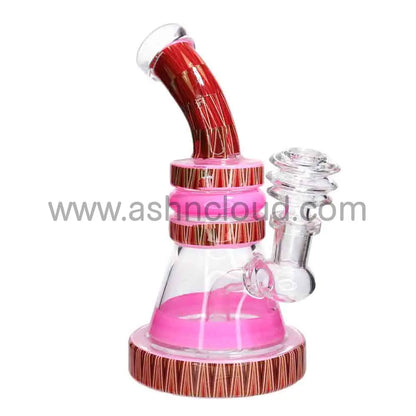 🎨 Marble Accent Mini Beaker Water Pipe – 7 Inch | Color Ring Compact Bong