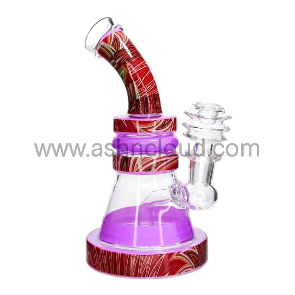 🎨 Marble Accent Mini Beaker Water Pipe – 7 Inch | Color Ring Compact Bong
