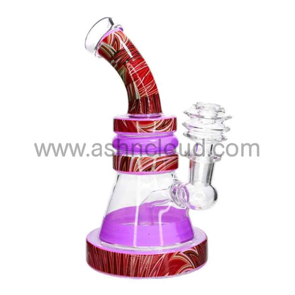 🎨 Marble Accent Mini Beaker Water Pipe – 7 Inch | Color Ring Compact Bong