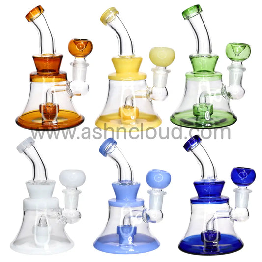Mini Bell-Shaped Glass Bong – 6” Compact Water Pipe for Smoke Shops (Assorted Colors)