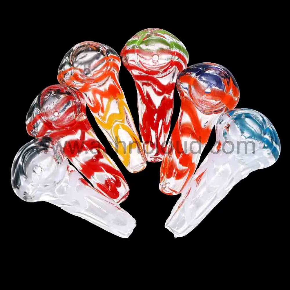 2-2.5 Inch Mini Clear Stripe Glass Hand Pipe