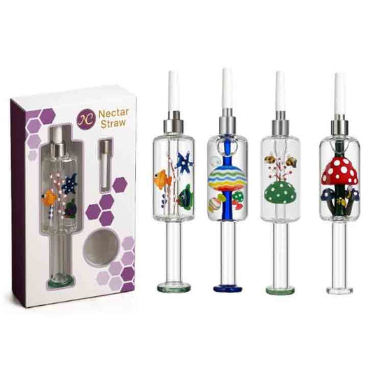 3D Glass Art Nectar Collector | Wholesale Nectar Straw with Inside Designs