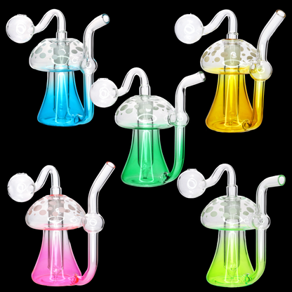 OB-117 Mushroom Glass Oil Burner Bubbler – Assorted Colors Wholesale