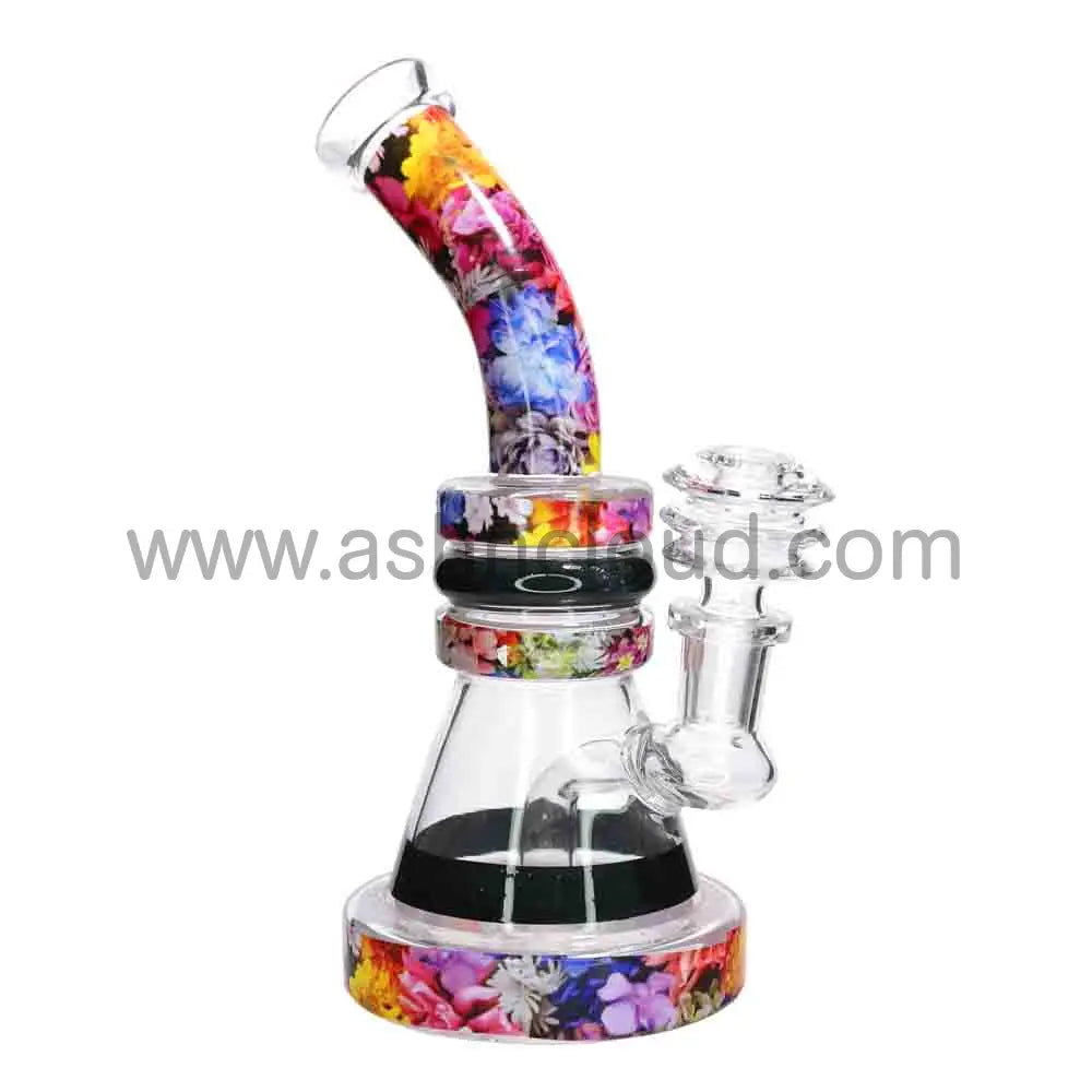 🌈 Pattern Wrap Mini Beaker Water Pipe – 7 Inch | Printed Design Compact Bong