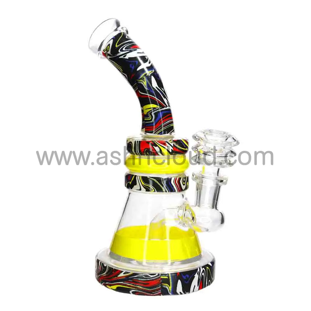 🌈 Pattern Wrap Mini Beaker Water Pipe – 7 Inch | Printed Design Compact Bong