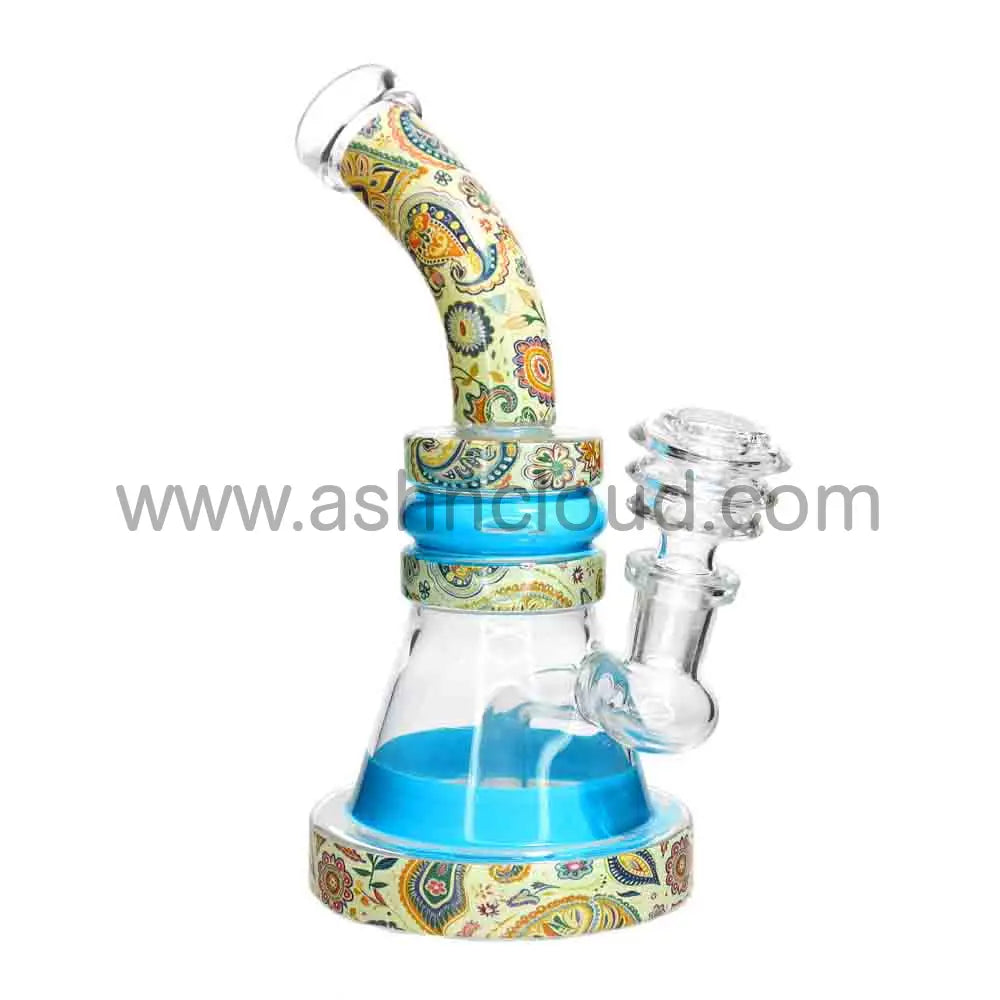 🌈 Pattern Wrap Mini Beaker Water Pipe – 7 Inch | Printed Design Compact Bong