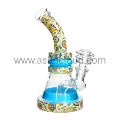 🌈 Pattern Wrap Mini Beaker Water Pipe – 7 Inch | Printed Design Compact Bong