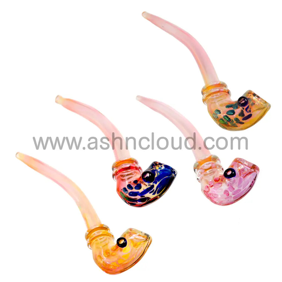 Pink Polka Dot Glass Sherlock Pipe
