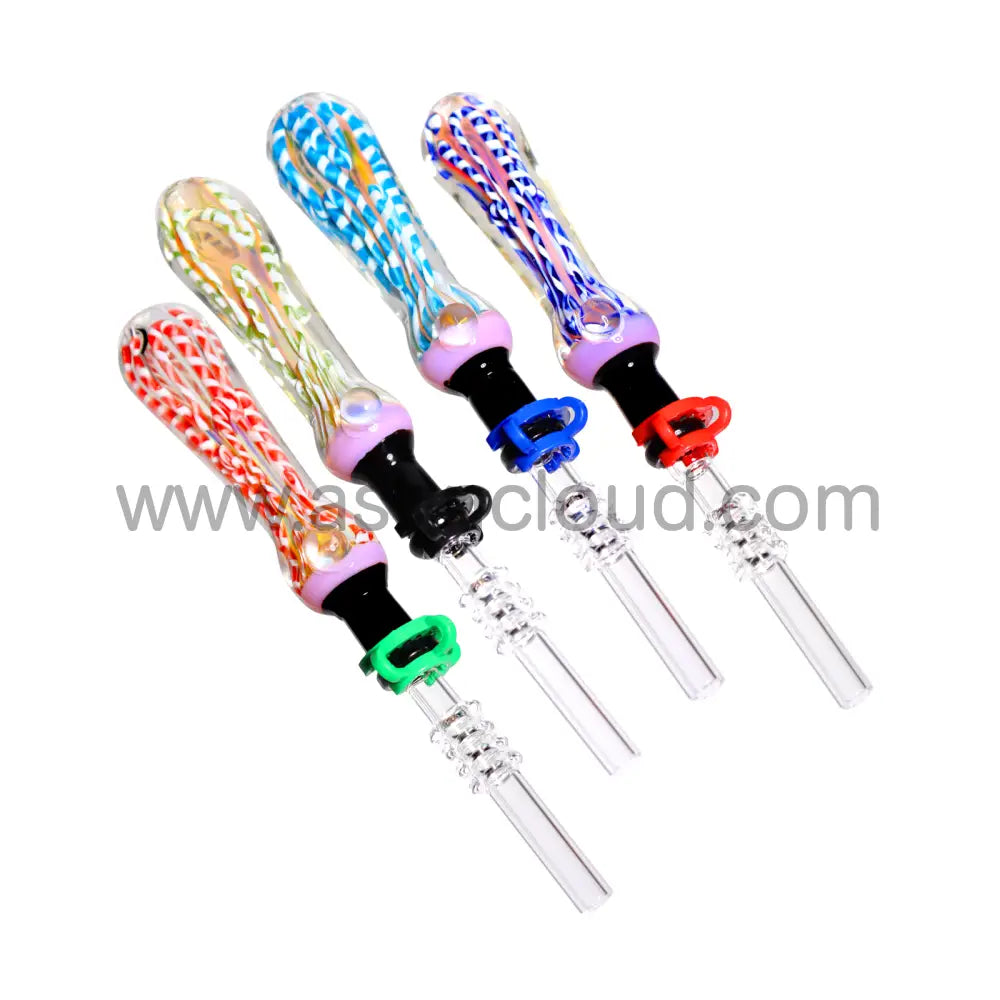 Plaited Multicolor Glass Nectar Collector