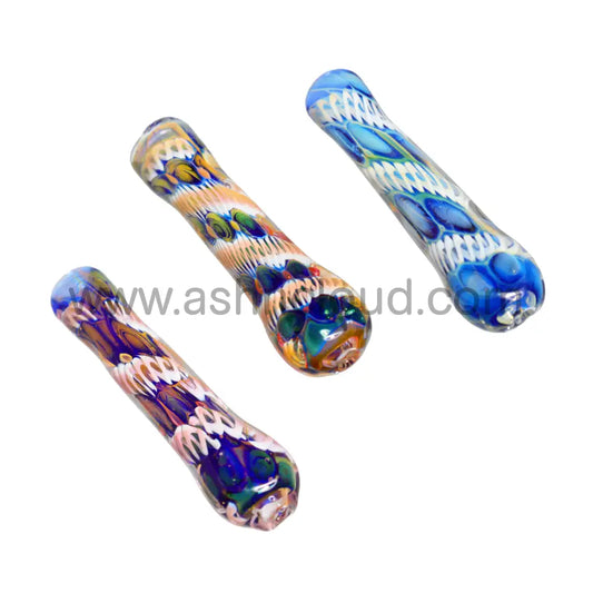 Streaky Plaints Multicolor Glass Chillum