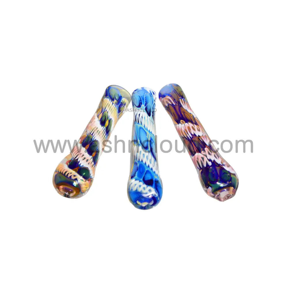 Streaky Plaints Multicolor Glass Chillum