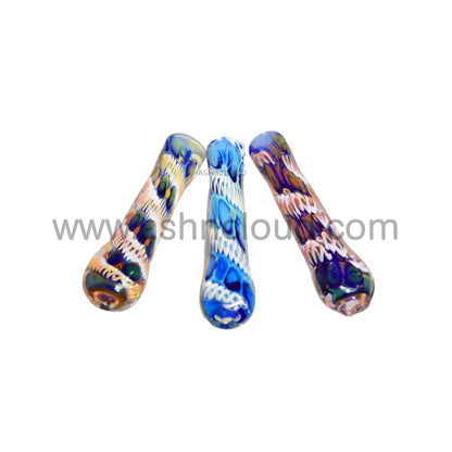 Streaky Plaints Multicolor Glass Chillum