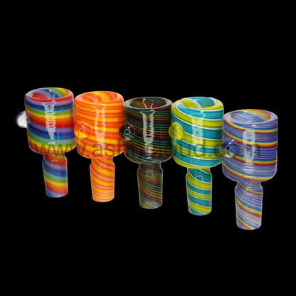 Striped Color Glass Bowl 14mm – 12-Piece Display | Heavy Glass | Wholesale