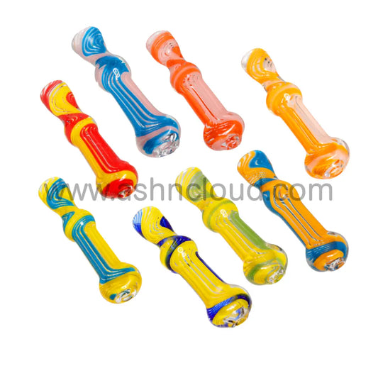 Twisted Multicolor Glass Chillum