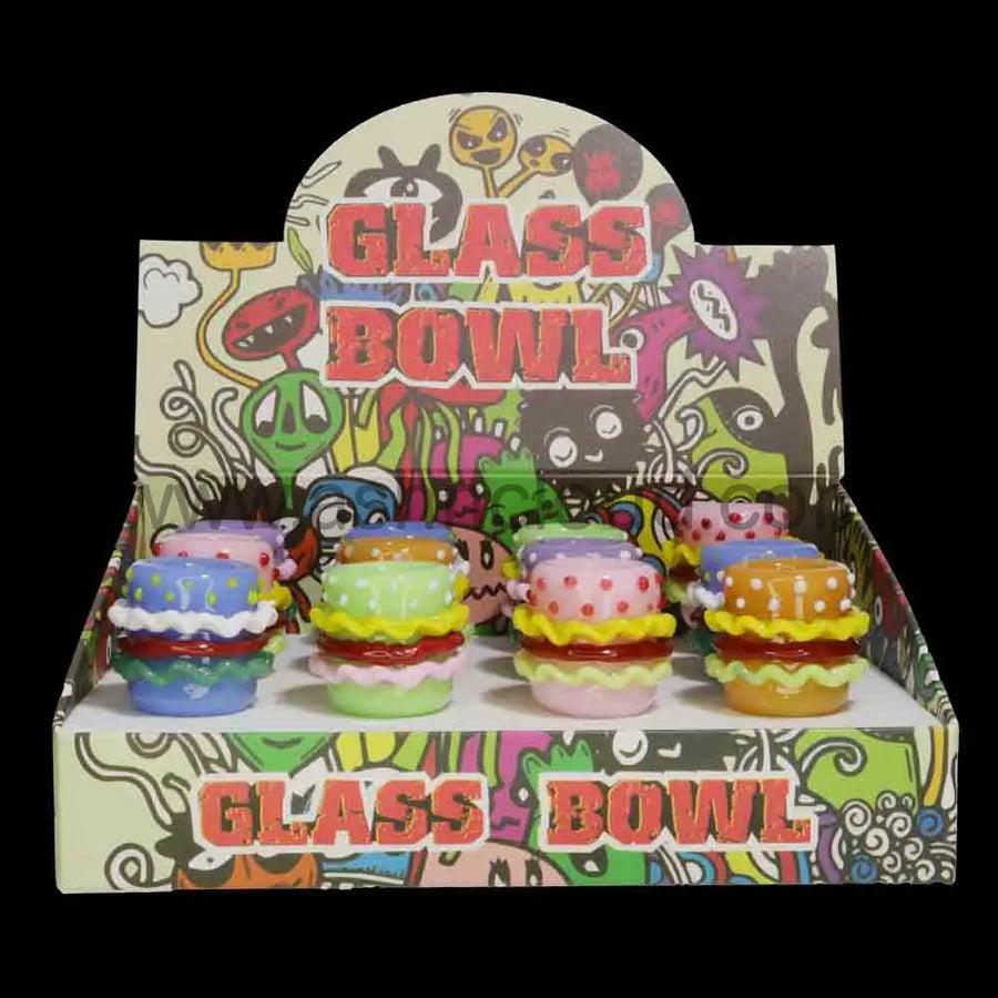 14mm Burger-Design Glass Bowl, Wholesale Display