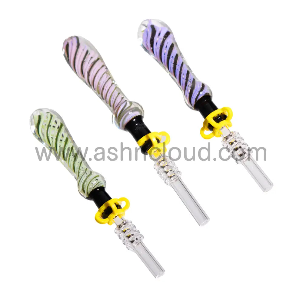 6 Inch Glass Nectar Collector, Textured Handle